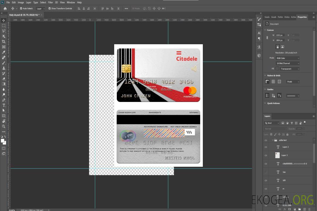 Lituanie (Litva) Mastercard bancaire Citadele template
